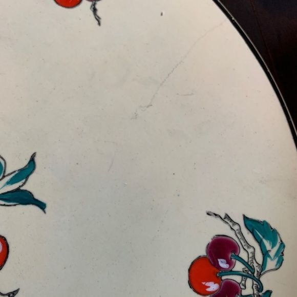 Antique 1930s Longwy handpainted cherry platter - Picture 13 of 13